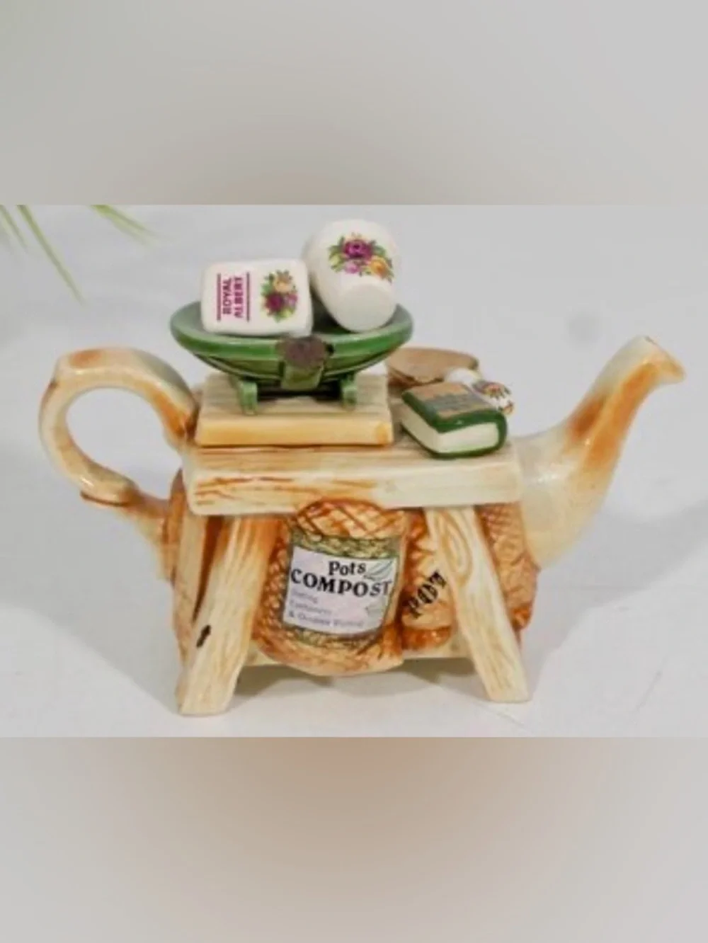 Royal Albert Miniature Tea Pot Figurine Gardener Gardening Potting Collectible